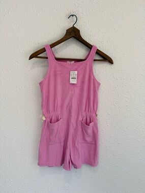 Crewcuts pink terrycloth romper shorts swim cover girls 12 j crew kids NWT new